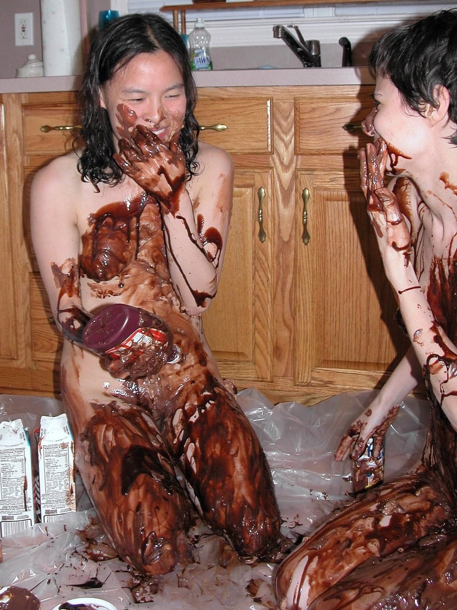 Roxanne and her playful lesbian lover sensually coat bodies in silky chocolate desire - 11