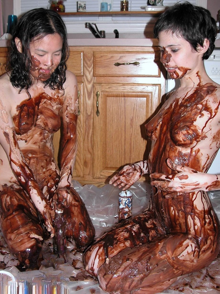 Roxanne and her playful lesbian lover sensually coat bodies in silky chocolate desire - 13