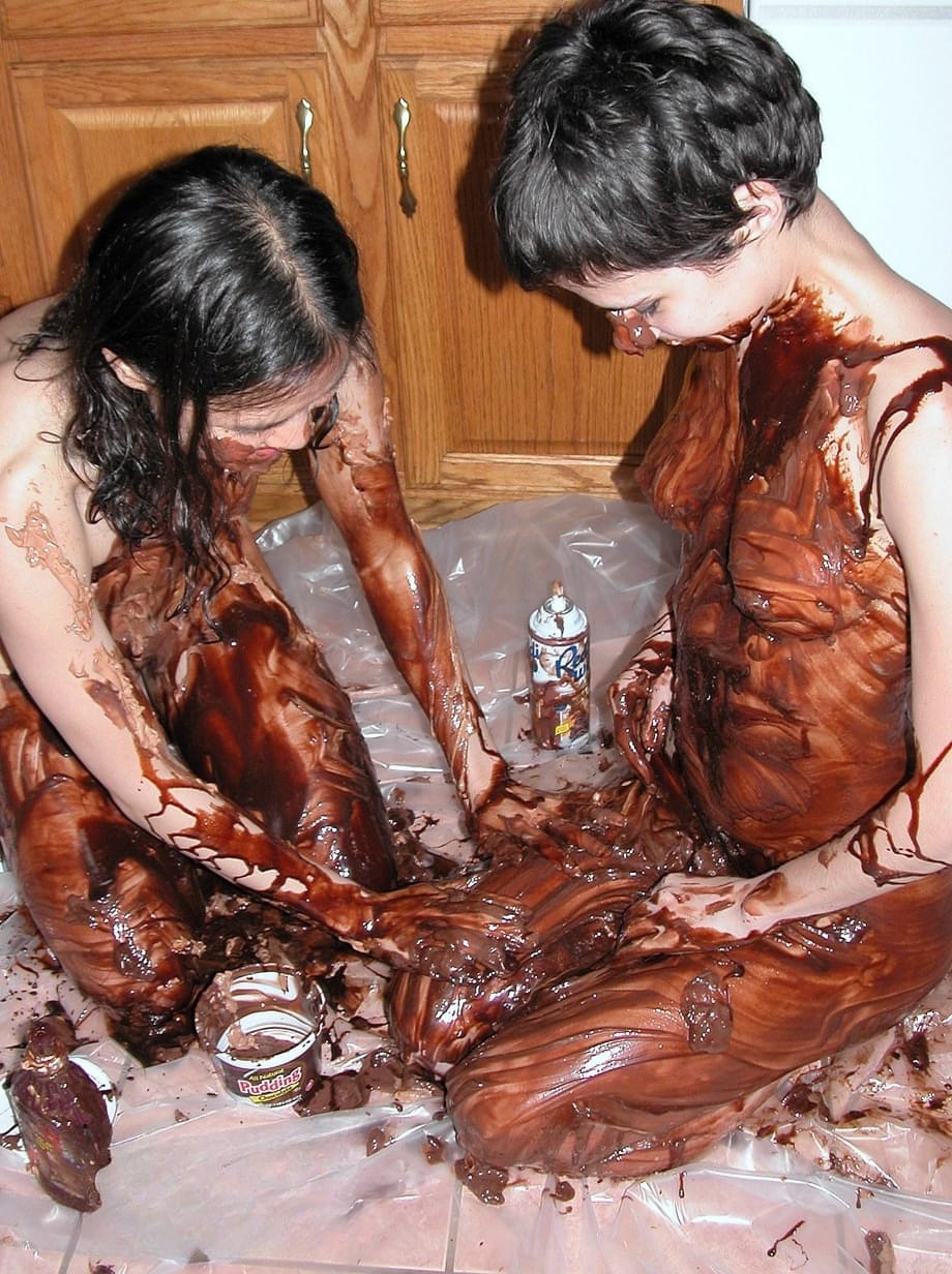 Roxanne and her playful lesbian lover sensually coat bodies in silky chocolate desire - 16