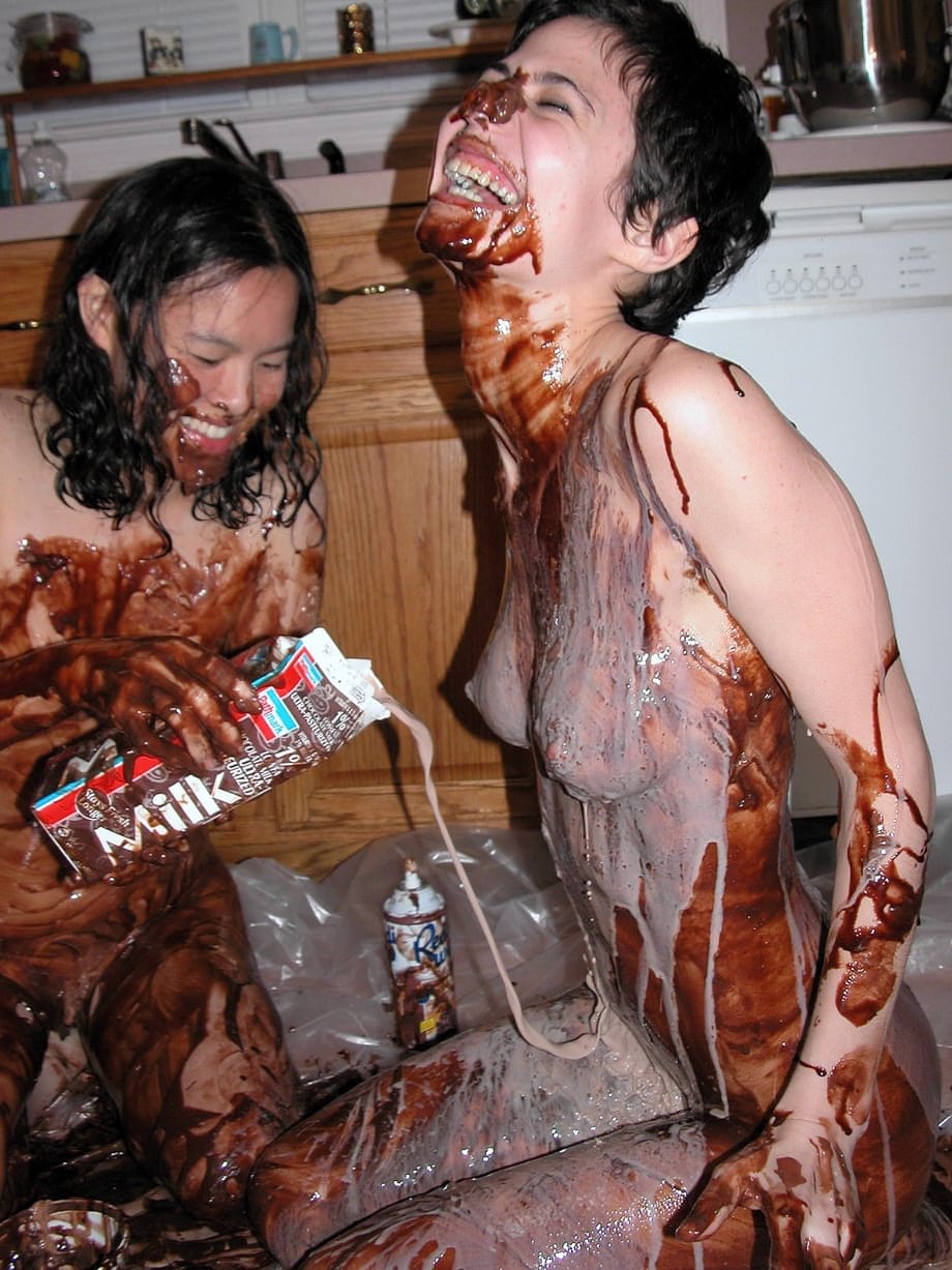 Roxanne and her playful lesbian lover sensually coat bodies in silky chocolate desire - 18