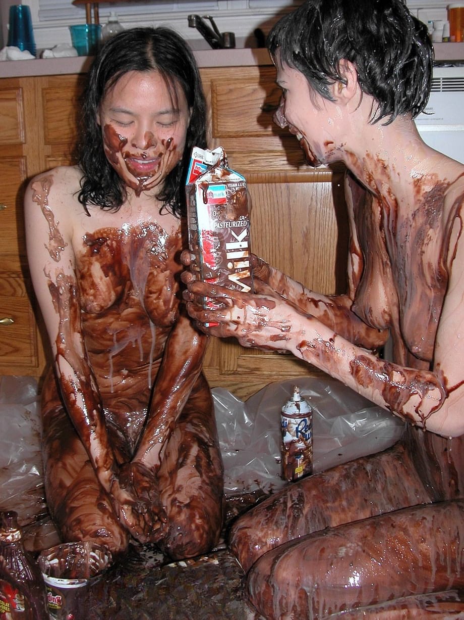 Roxanne and her playful lesbian lover sensually coat bodies in silky chocolate desire - 20