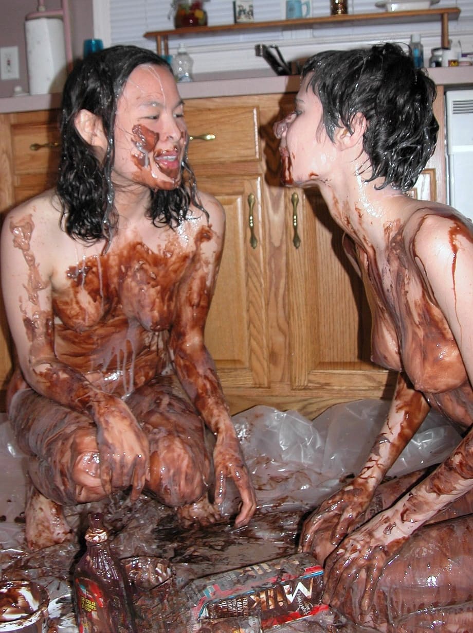 Roxanne and her playful lesbian lover sensually coat bodies in silky chocolate desire - 21