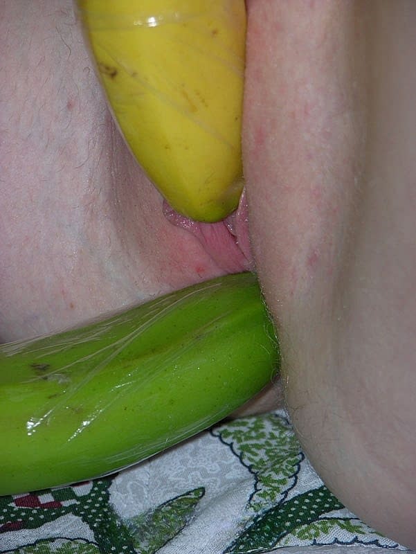 Mariah masturbates with bananas stuffed deep in her tight, shaved pussy - 16