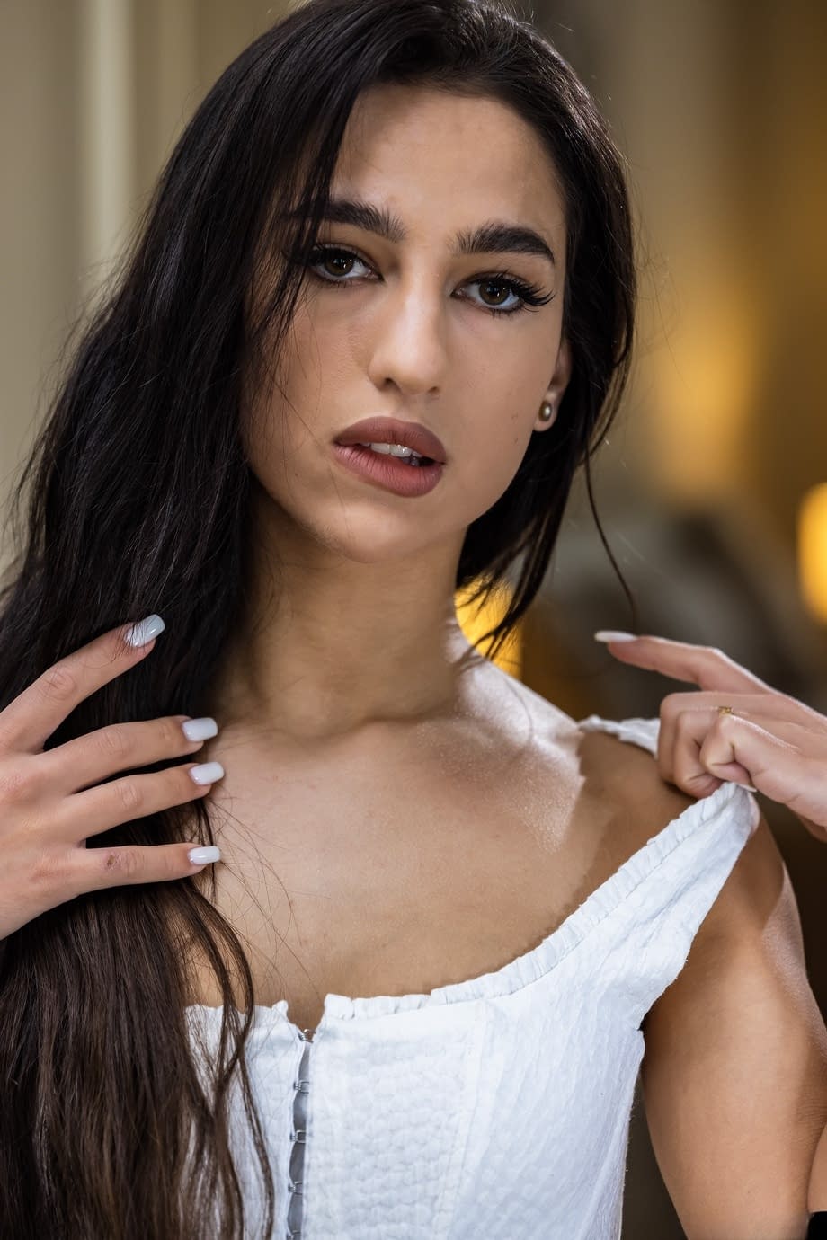 Kama Oxi stripping and fingering her dripping wet pussy in lustful solo - 2