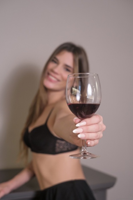 Barely legal Lorena Hidalgo tantalizingly peels lingerie, revealing every inch sipping crimson pleasure - 3