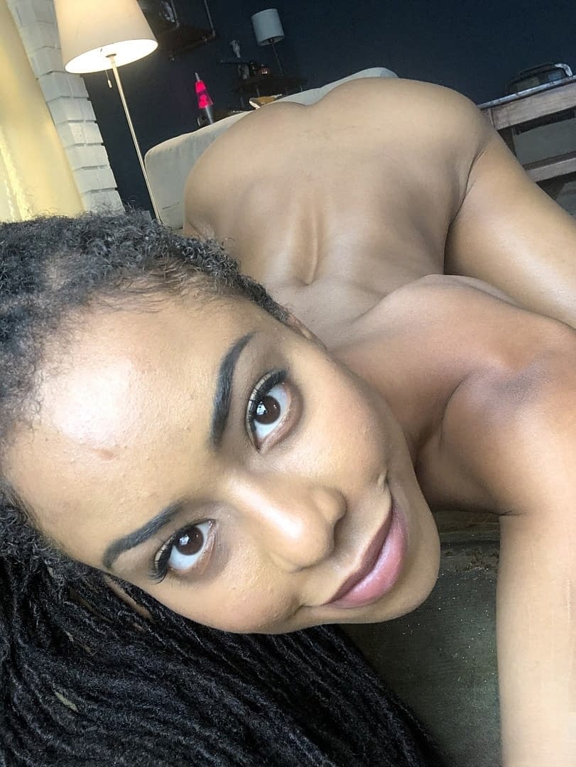 Sensual ebony beauty Kira Noir reveals her perfect curves, tight ass and glistening pussy in arousing solo tease - 15