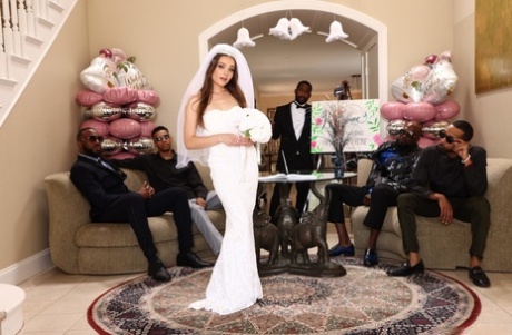 Jordan Deep celebrates with massive interracial cock in her slutty wedding day gangbang fantasy - 7