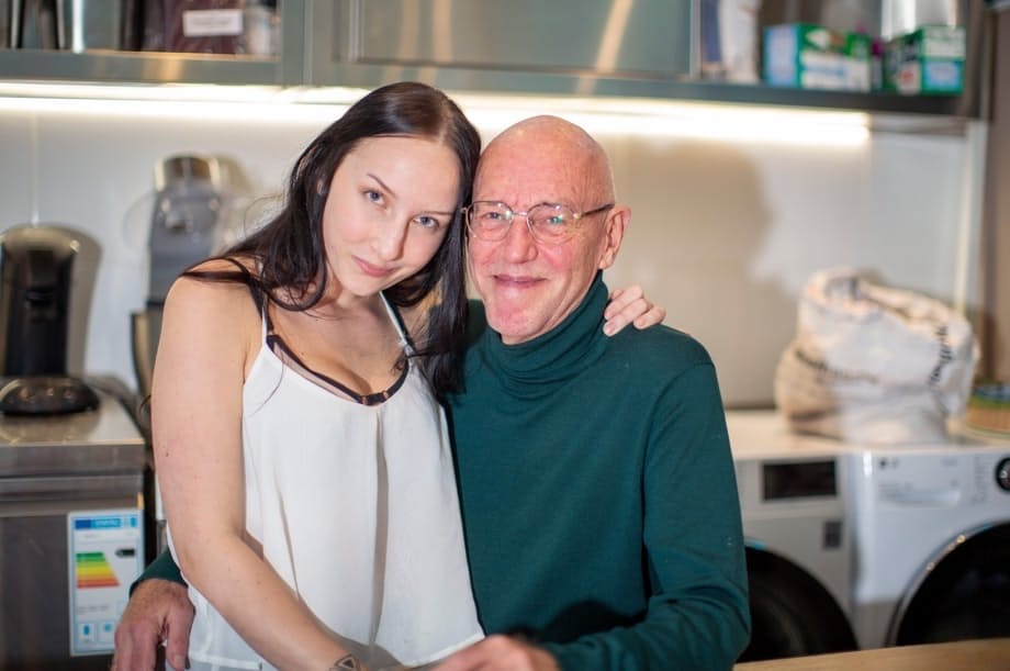 Bella B's sloppy deepthroat on wrinkled grandpa cock - 1