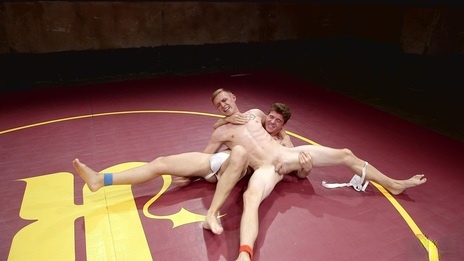 JJ Knight watches athletic boys kneel naked after sweaty mat wrestling - 4