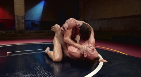JJ Knight watches athletic boys kneel naked after sweaty mat wrestling - 11