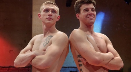 JJ Knight watches athletic boys kneel naked after sweaty mat wrestling - 19