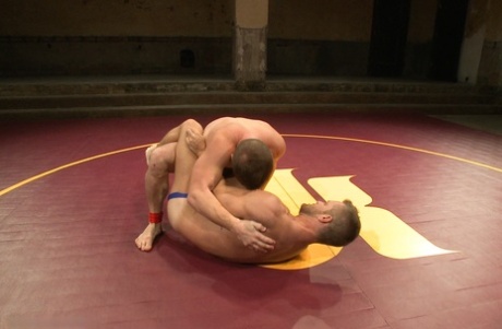 Doug Acre and rival wrestler shed briefs during their sweaty, naked arena bout - 6