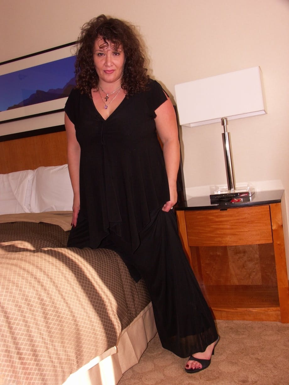 Curly-haired mature Joyce C gives a nice BJ and takes a doggystyle pounding