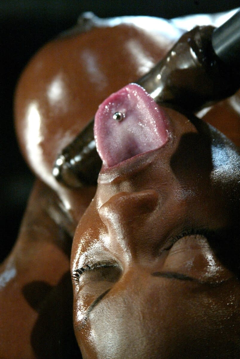 Busty ebony MILF Jada Fire pounded and dildo face-fucked in bondage - 11