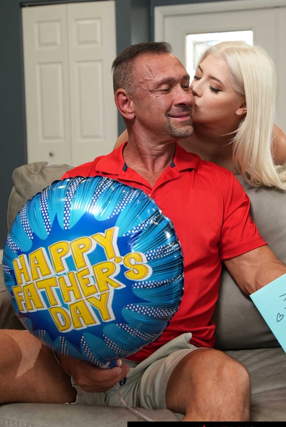 Sexy blonde Gia OhMy blowing and humping her stepdad's huge dick