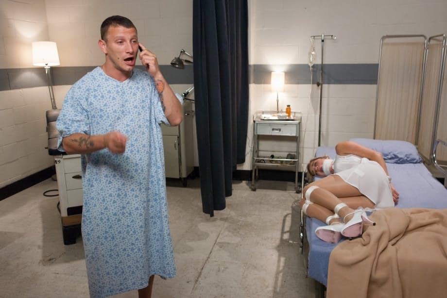 Tattooed patient ravages bound nurse Lia Lor in wild hardcore bondage - 8
