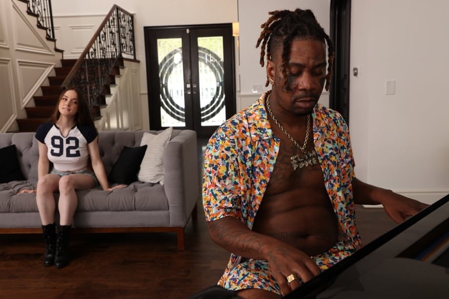 Slim Poke's giant black pole gets sucked and ridden hard by Hazel Moore's tight wet pussy - 12