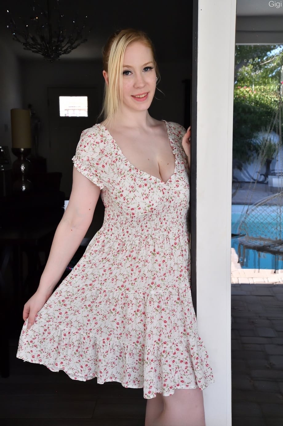 Gigi A busty blonde goddesses enormous breasts revealed during solo anal dildo play - 1