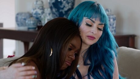 Ana Touched invites Ebony Ana Foxxx for passionate interracial lesbian kissing and fierce love making - 5