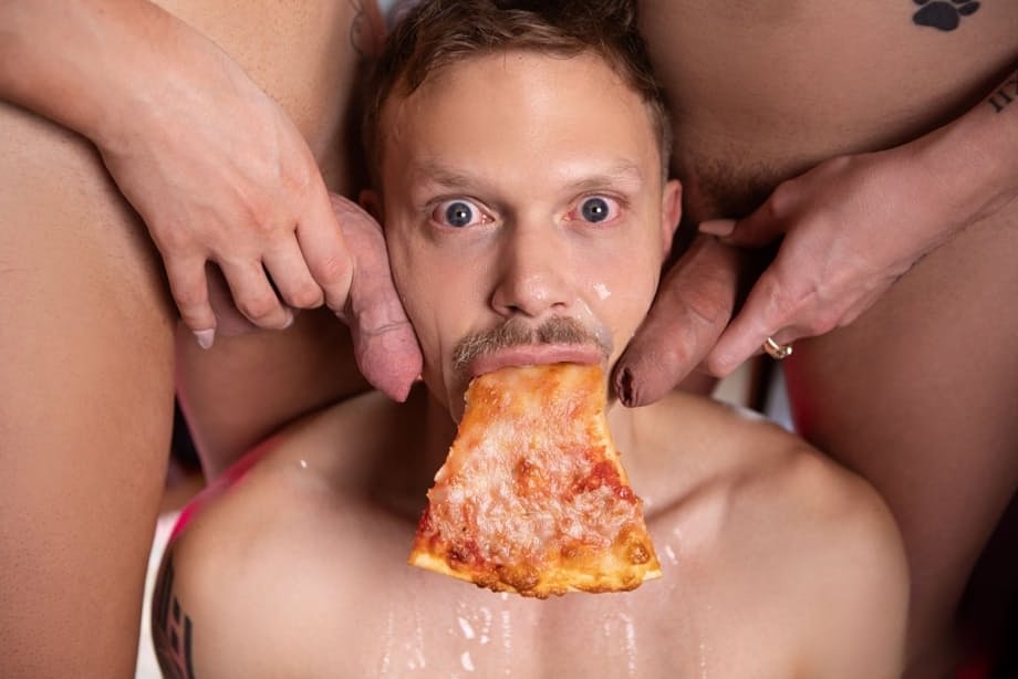 Ethan Chase takes huge cocks from three dominant trans women gangbang explosion - 10