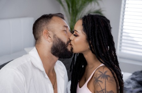 Cali Sweets erotic tattooed milf strips teasing solo then gets ravaged hard - 12