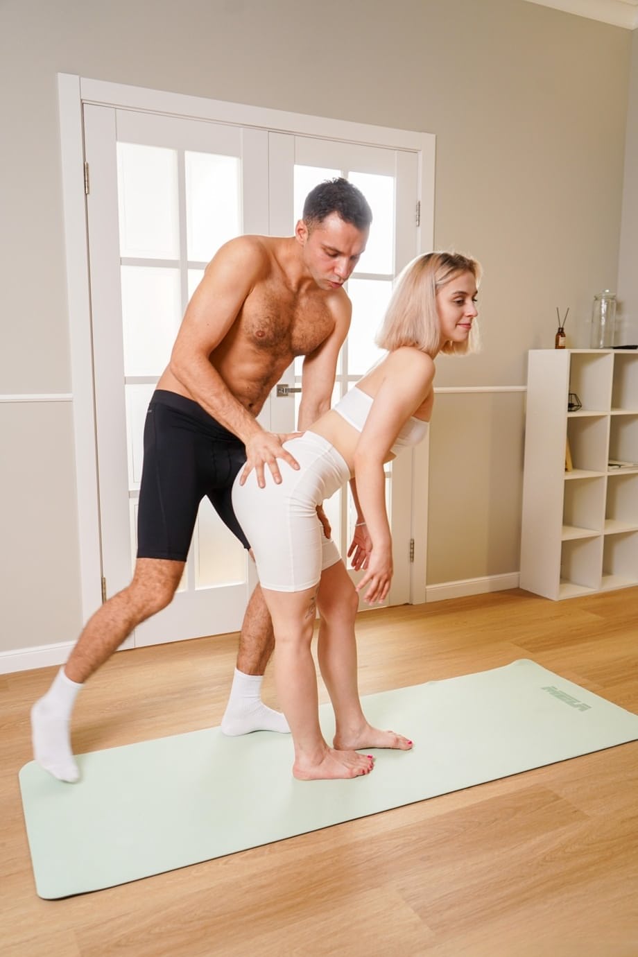 Fit blonde Molly Cute moans hard as she gets pounded doggystyle after yoga - 2