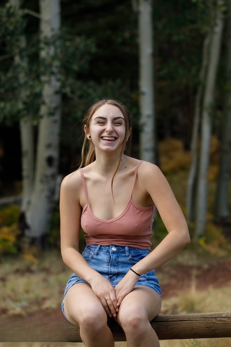 Kay Kay displays her big natural tits outdoors while teasing in the wilderness - 1