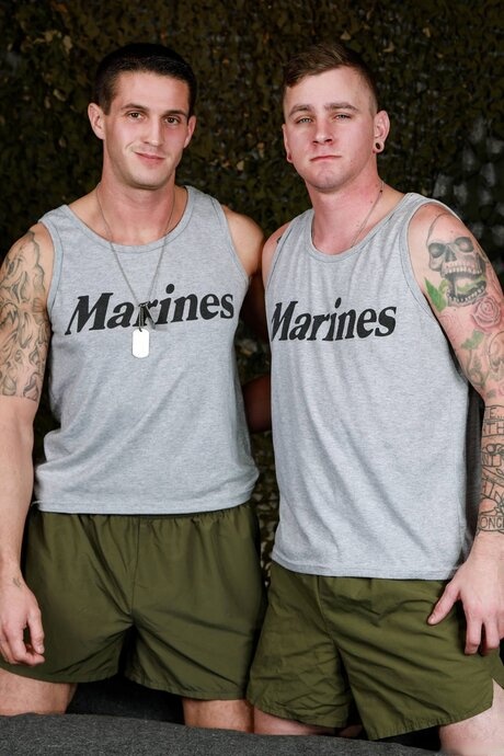 Ryan Jordan thrusts passionately with fellow Marine Nick Clay inside secret bunker - 1