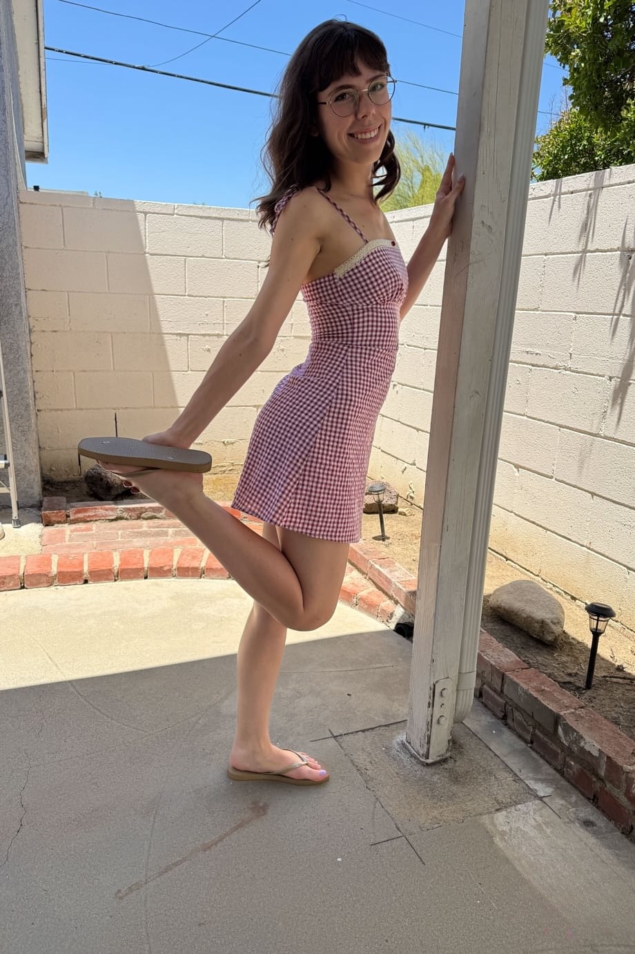 Irresistible Krystal Palmer strips nude to flaunt her bare, sexy legs - 1