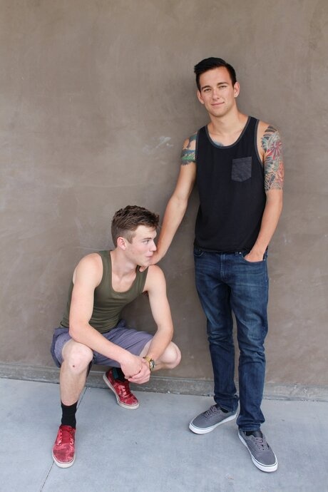 Gay men Scott Finn and Matthew Reeves give each other a BJ and have anal sex