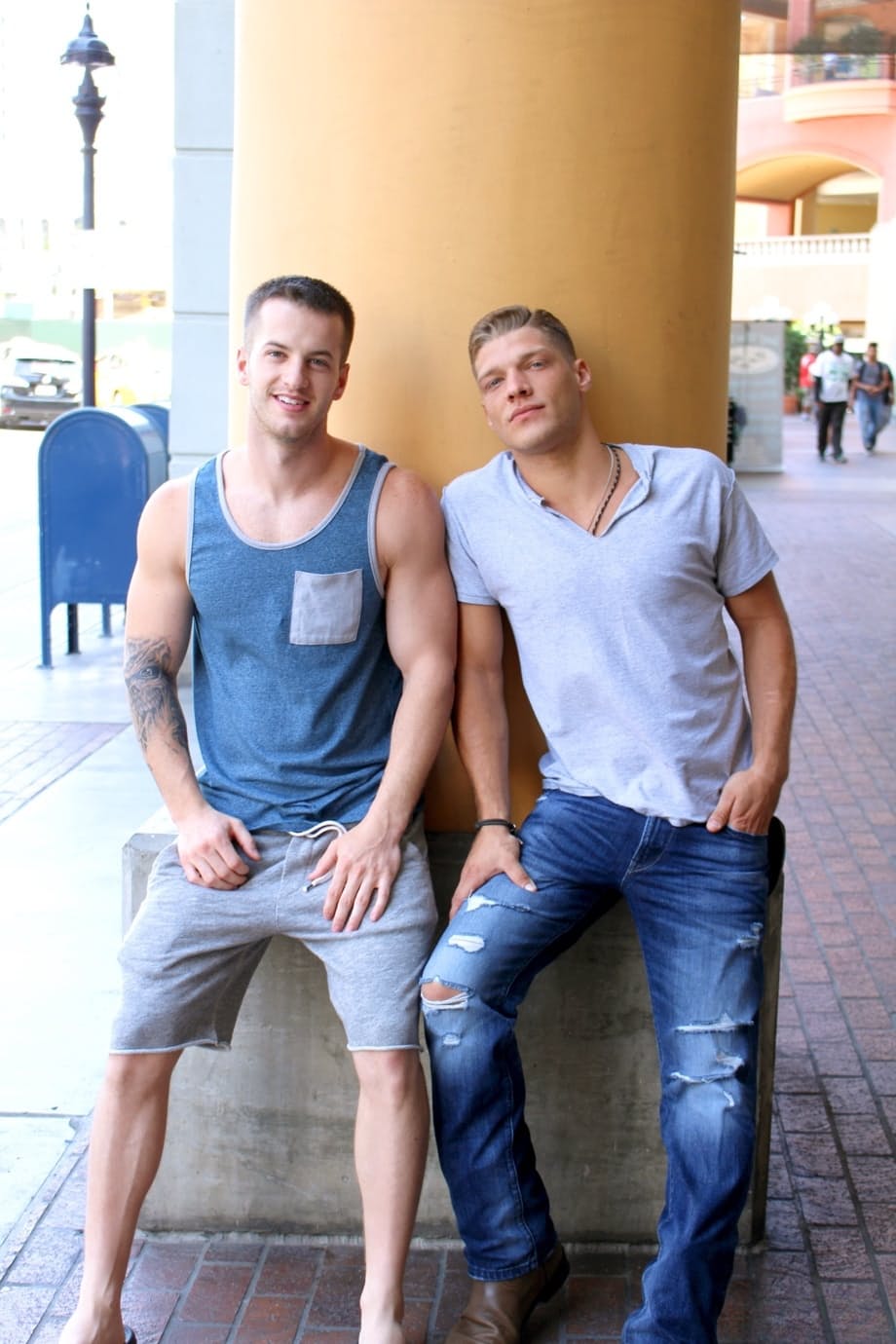 Dirty gay dudes Quentin Gainz and Bridger strip before fucking raw