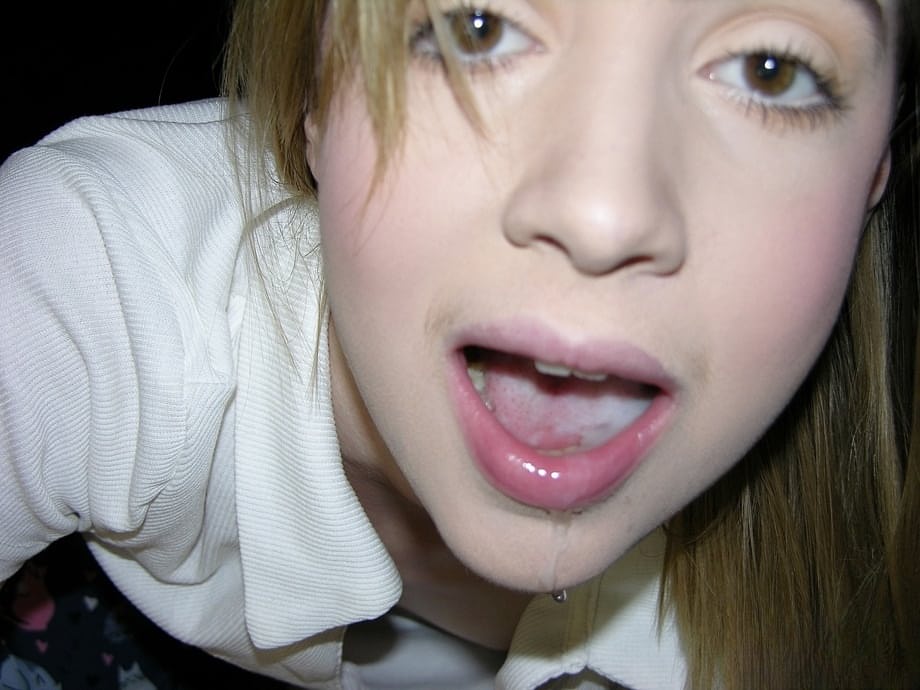 Barely legal teen Daisy Bean blows an old man and swallows his cum
