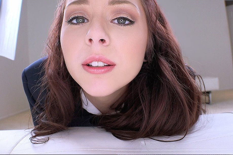 Petite coed Megan Sage eagerly guzzles every drop of POV cumshot load - 6