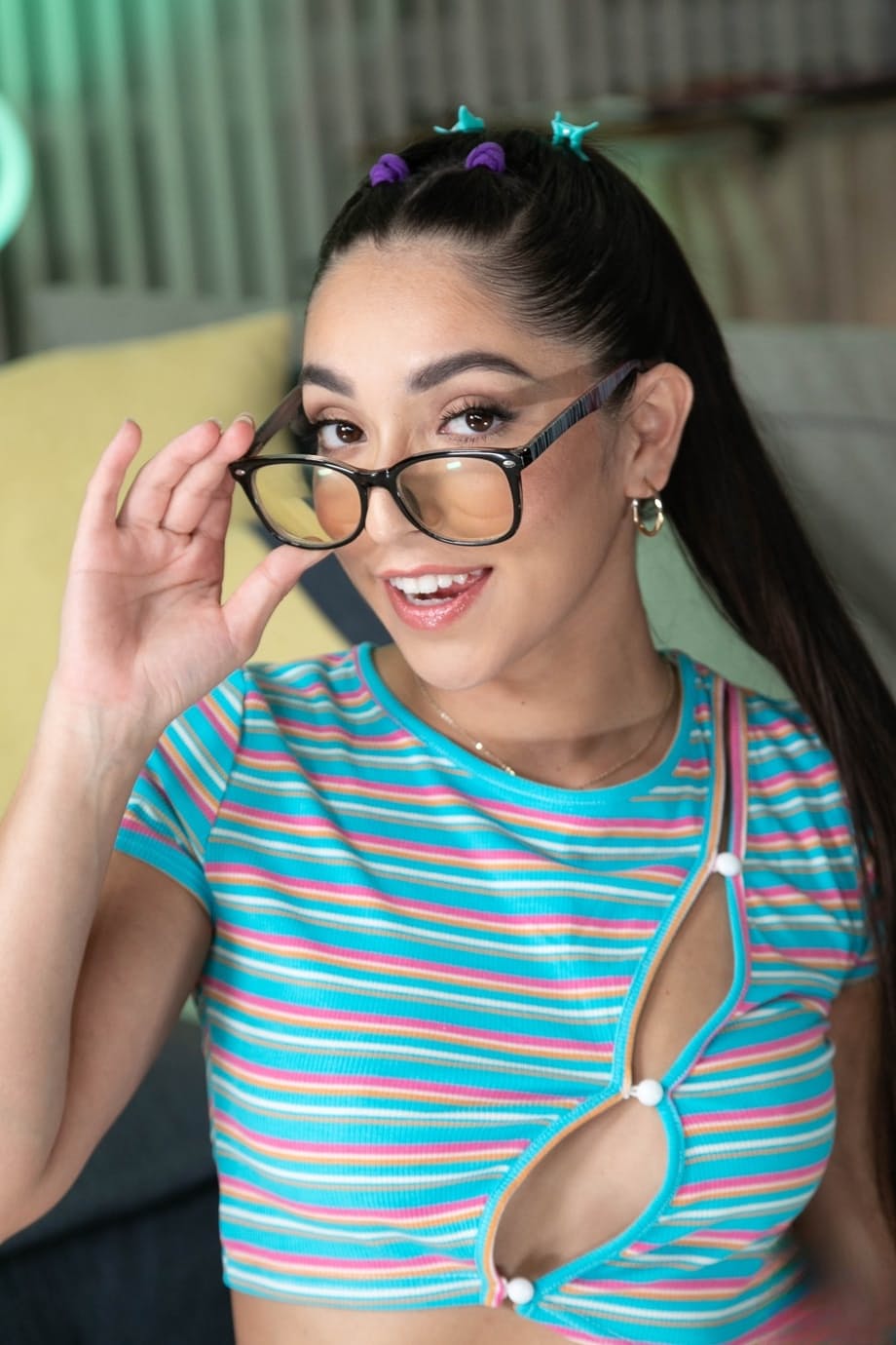 Petite Latina Madison Wilde in glasses gives a passionate POV blowjob - 4