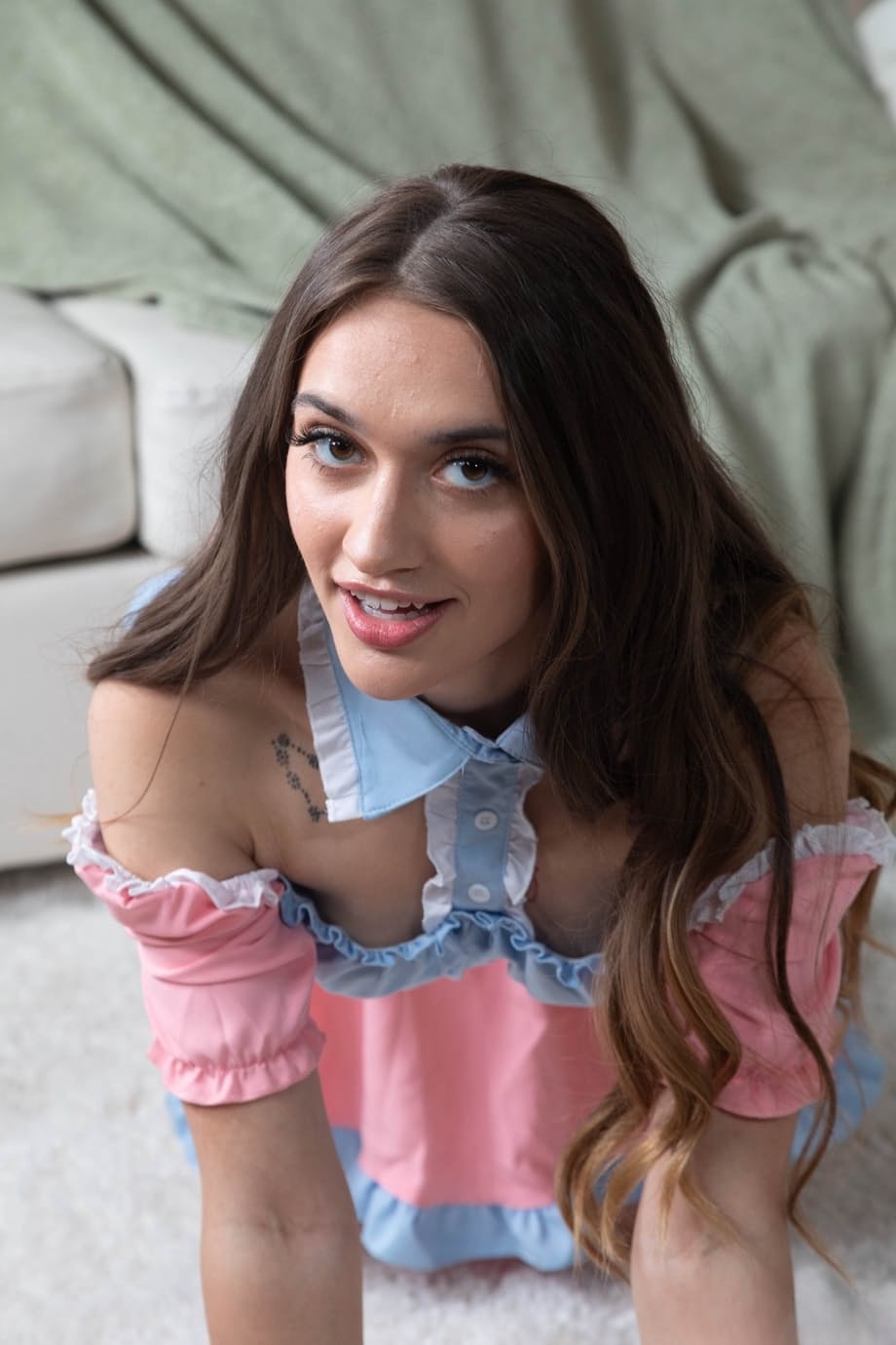 Sera Ryder moans wildly as that thick white cock pounds her pretty brunette pussy in POV - 1