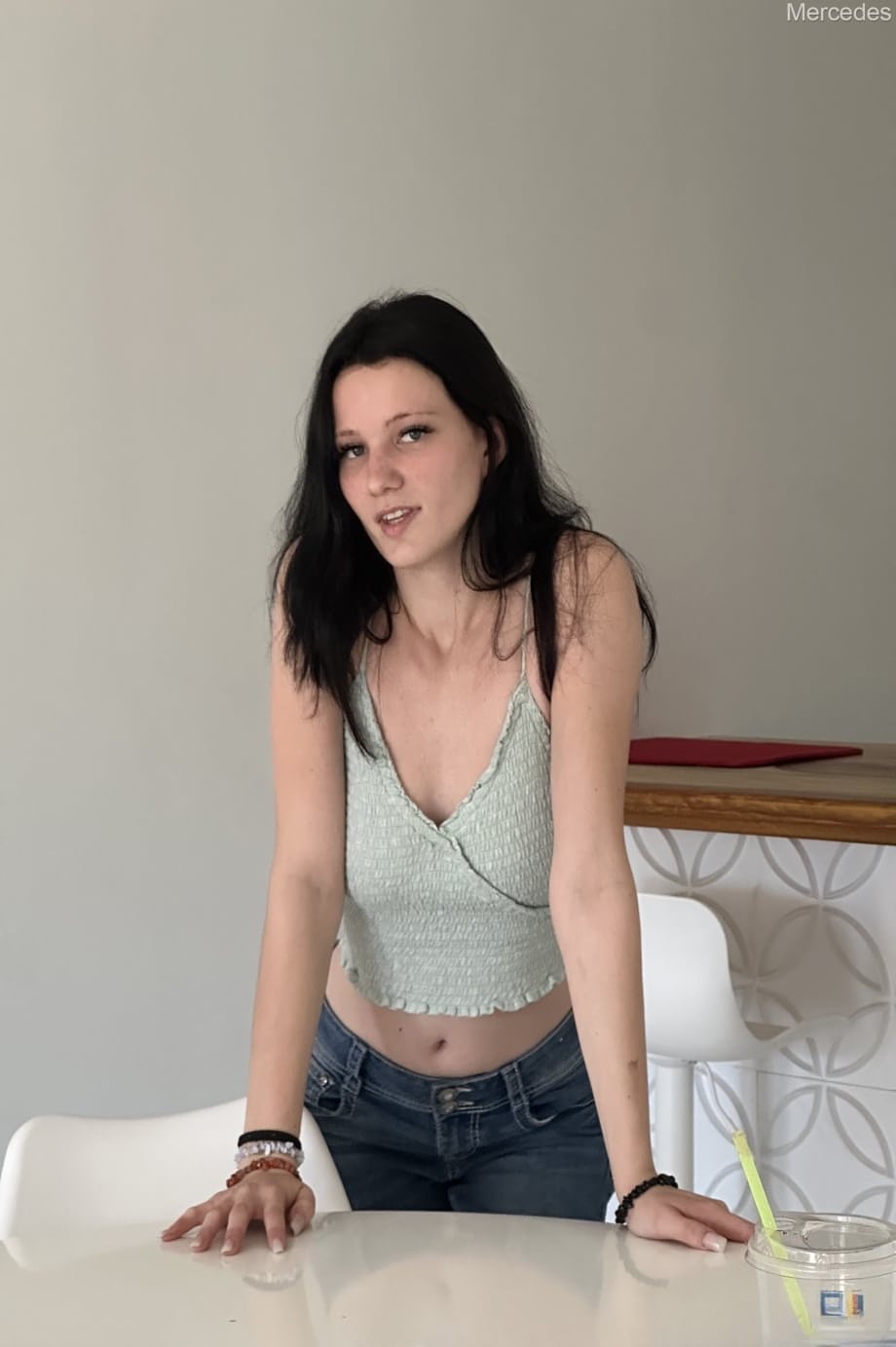 Mercedes Mac exposes her perky teen tits indoors and out in public - 1