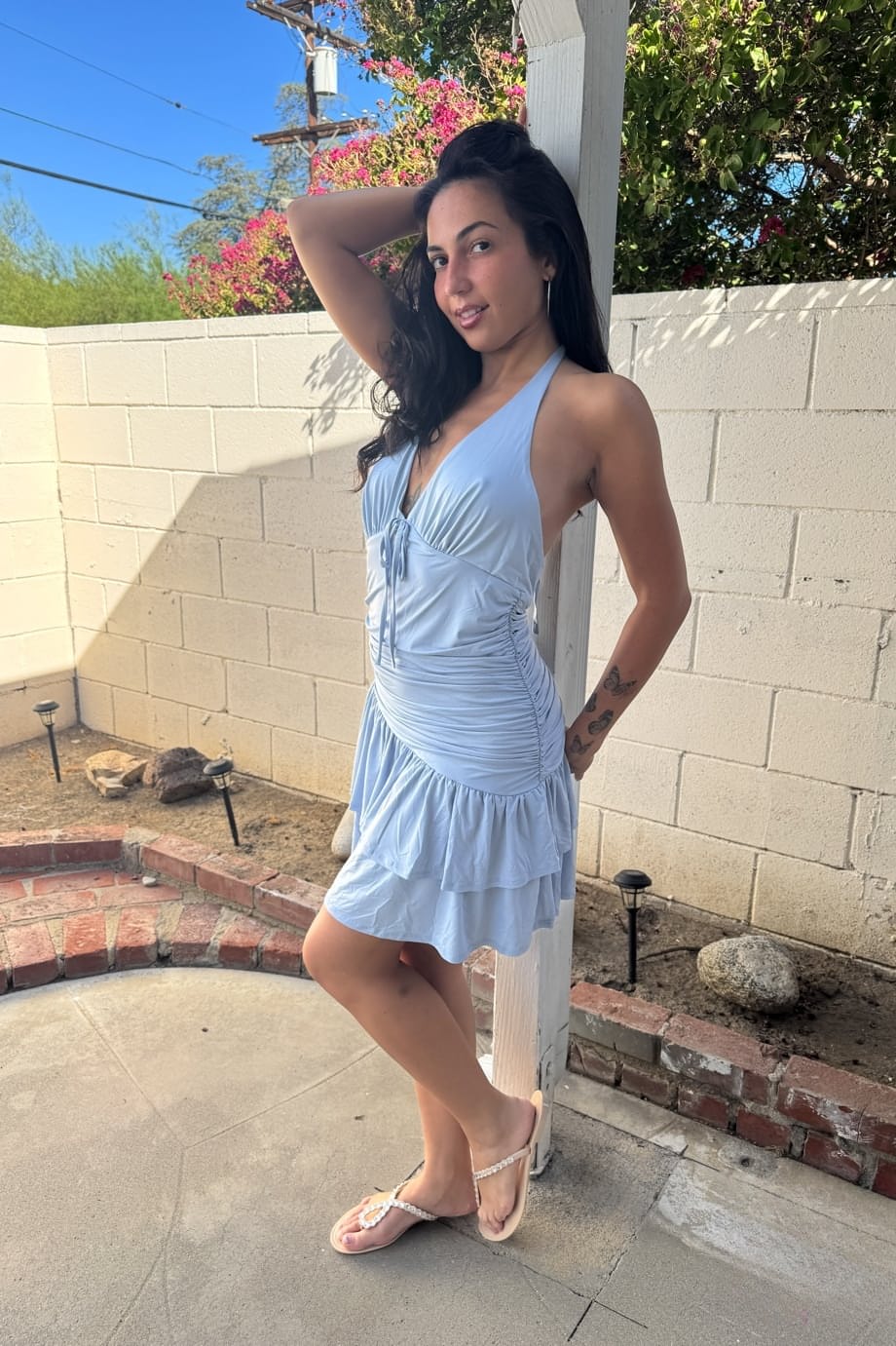 Mira Luv spreads her smooth latina pussy while showing sexy bare feet together - 1