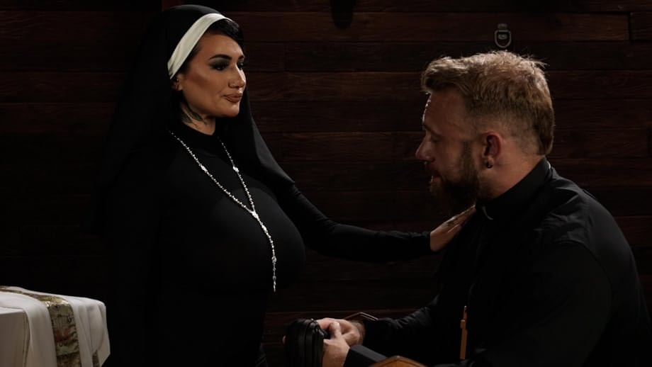 Brogan's Forbidden Fantasy: Kinky Nun Pegs Priest After Slippery Handjob - 2