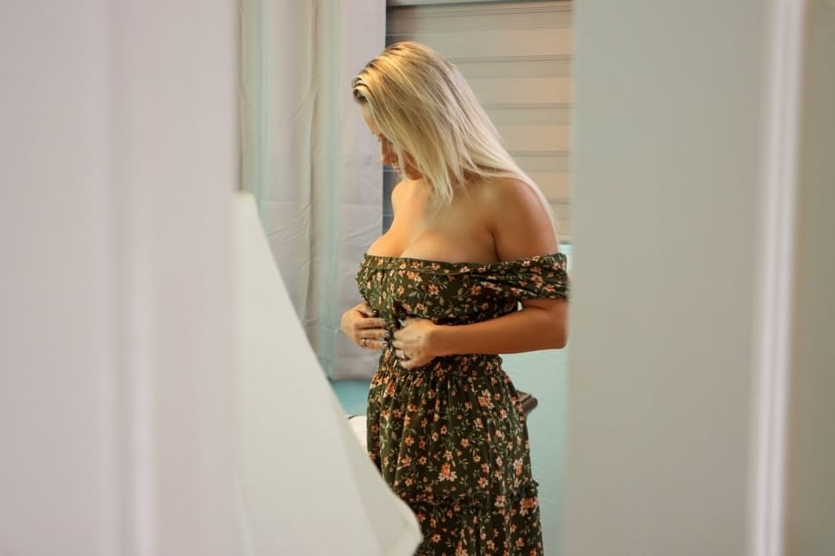Busty Blonde Sadie Rose Reveals Massive Tits While Stimulating Shaved Pussy - 2