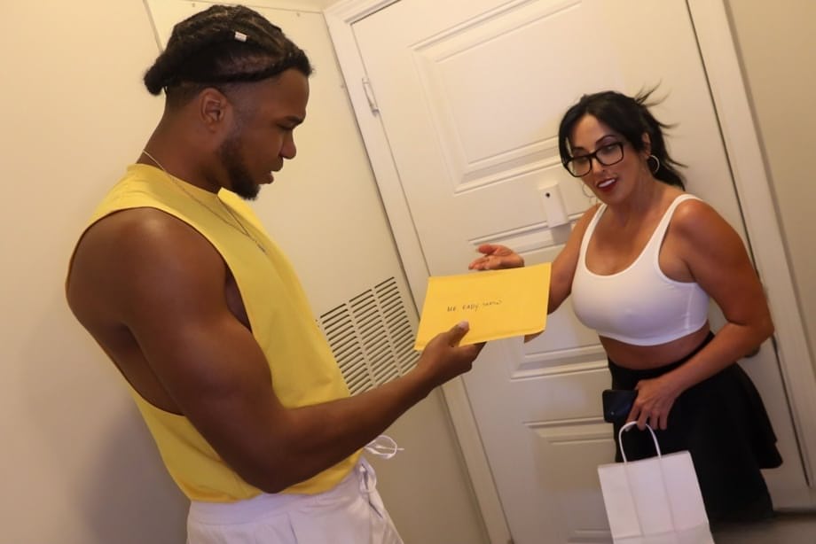 Busty vixen Abi James passionately deepthroats, rides, and receives messy facial from enormous ebony cock - 1