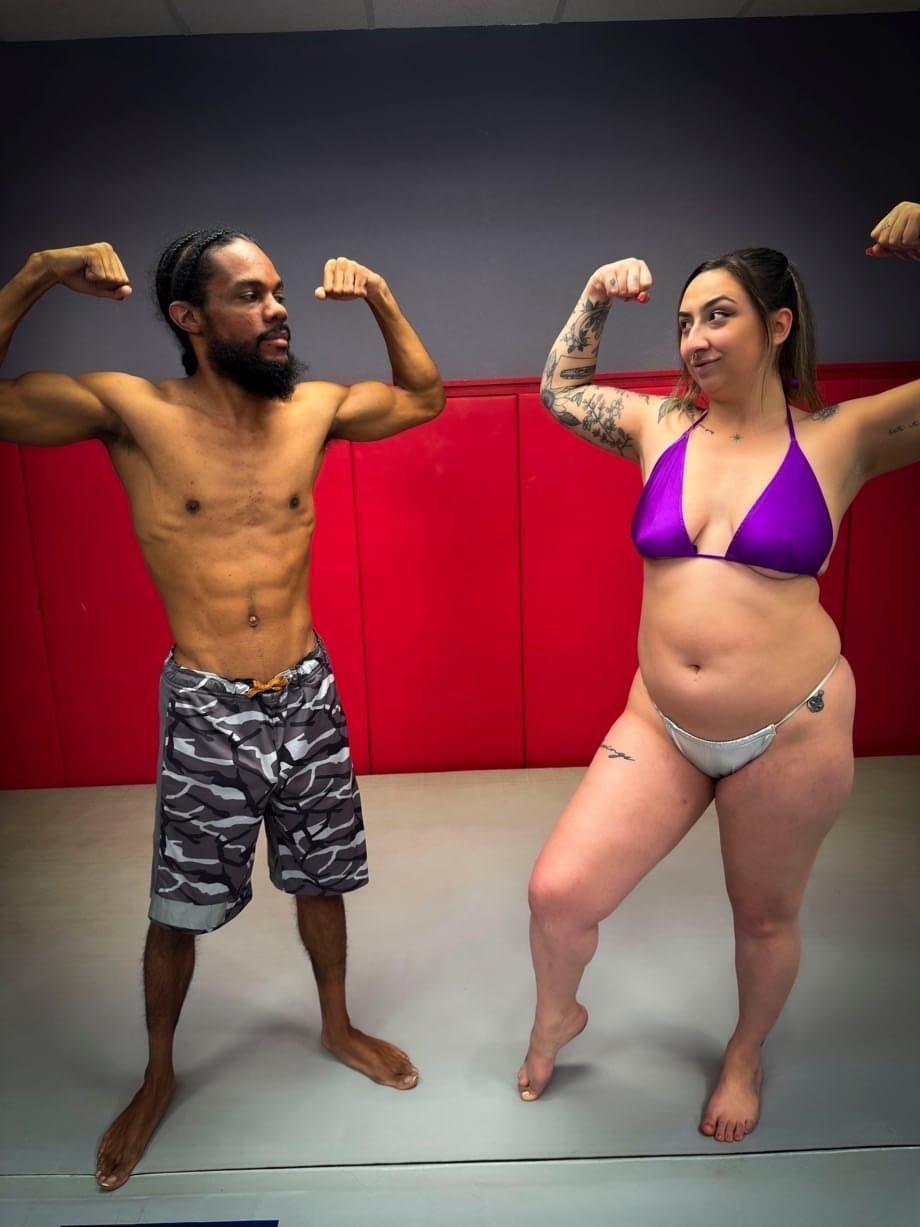 Curvy Nina Nova sweaty nude wrestling and interracial fucking in the ring - 5