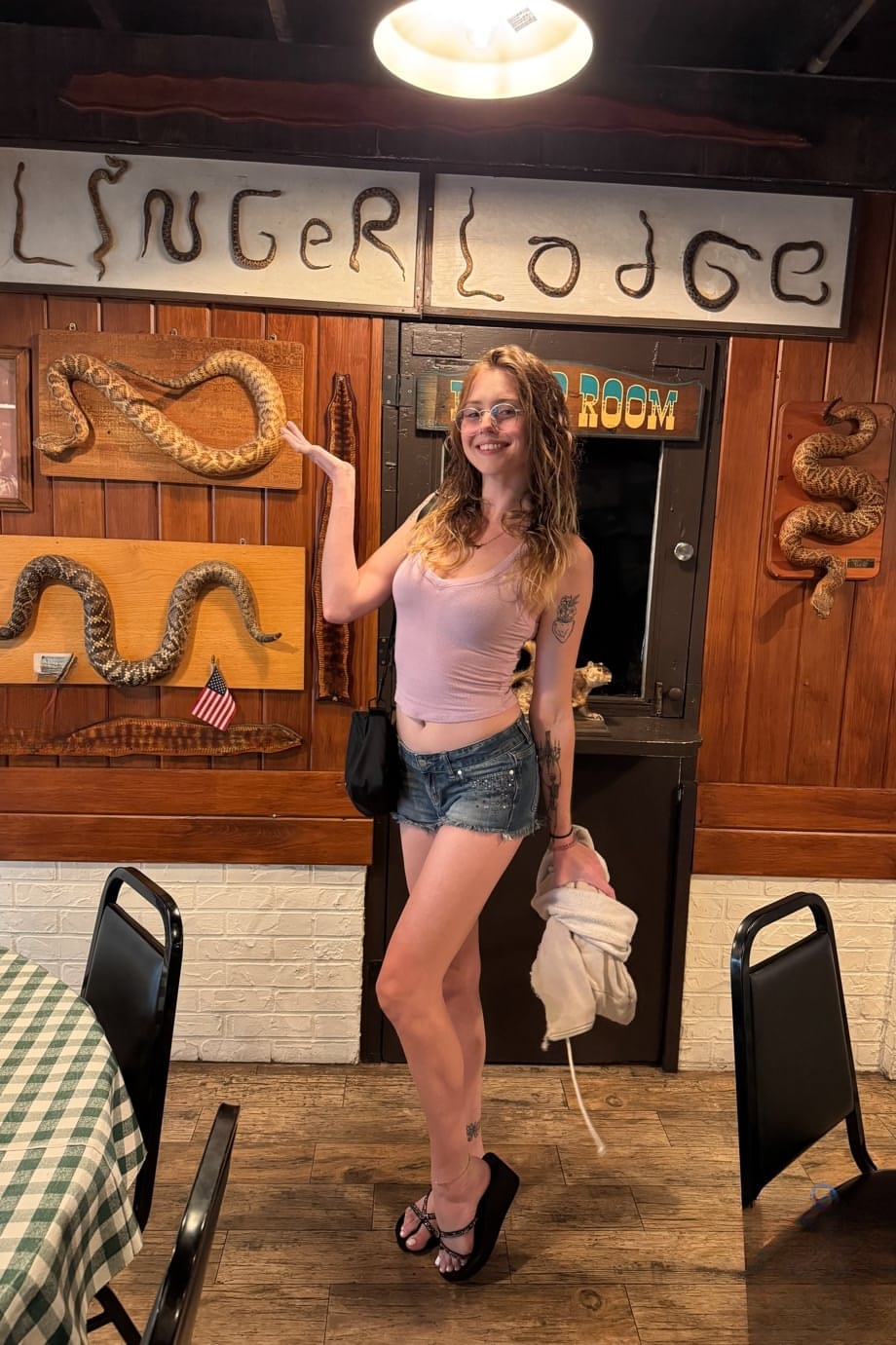 Naked first-timer Lucy Foxx strips and teases naked in bed before dining out - 7