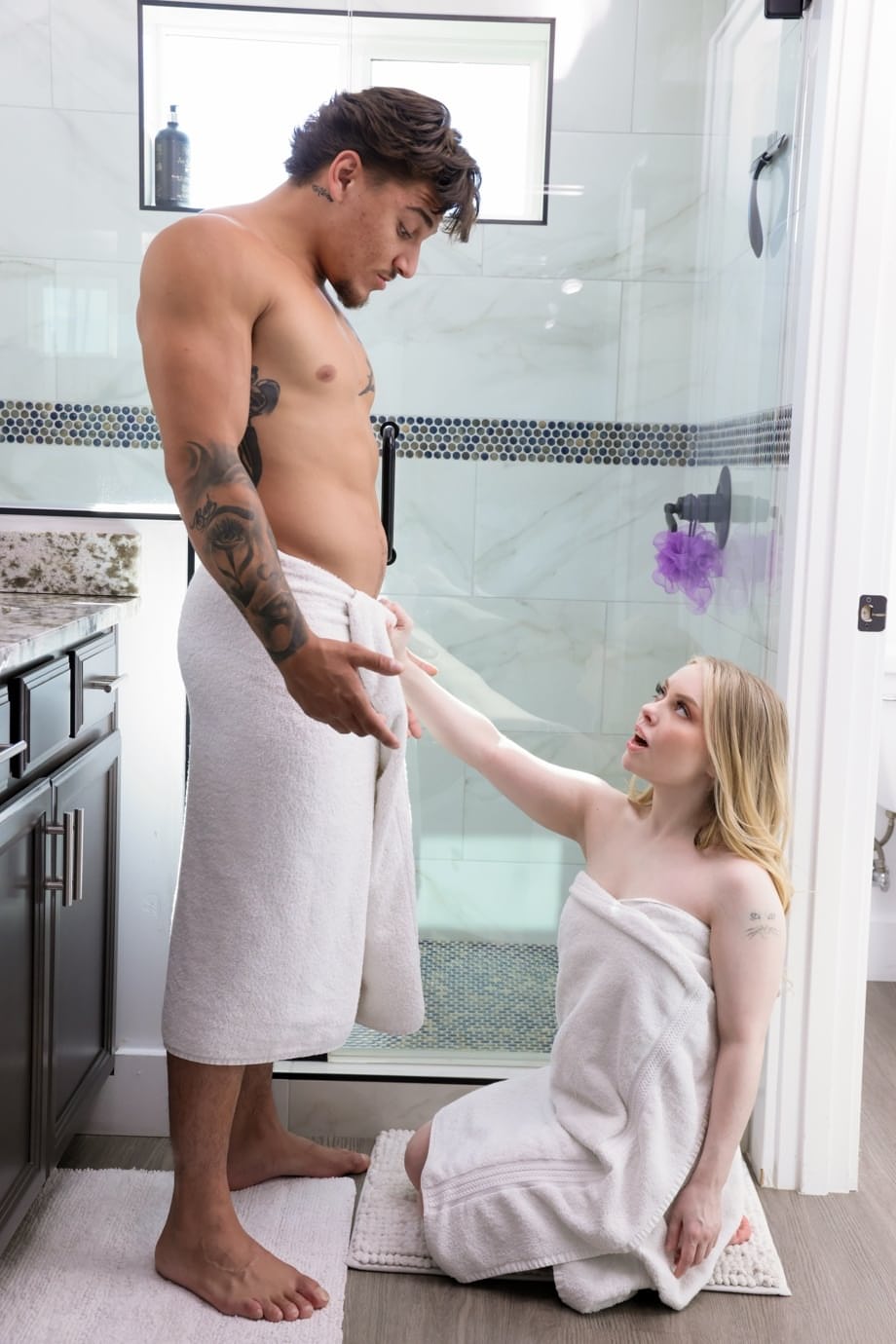 Blonde teen Haley Spades has hardcore sex with her muscular stepbrother