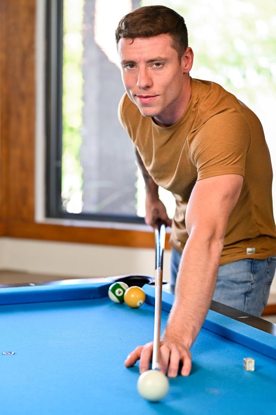 Gay boyfriends Justin Matthews & Jayden Marcos fucking on the pool table