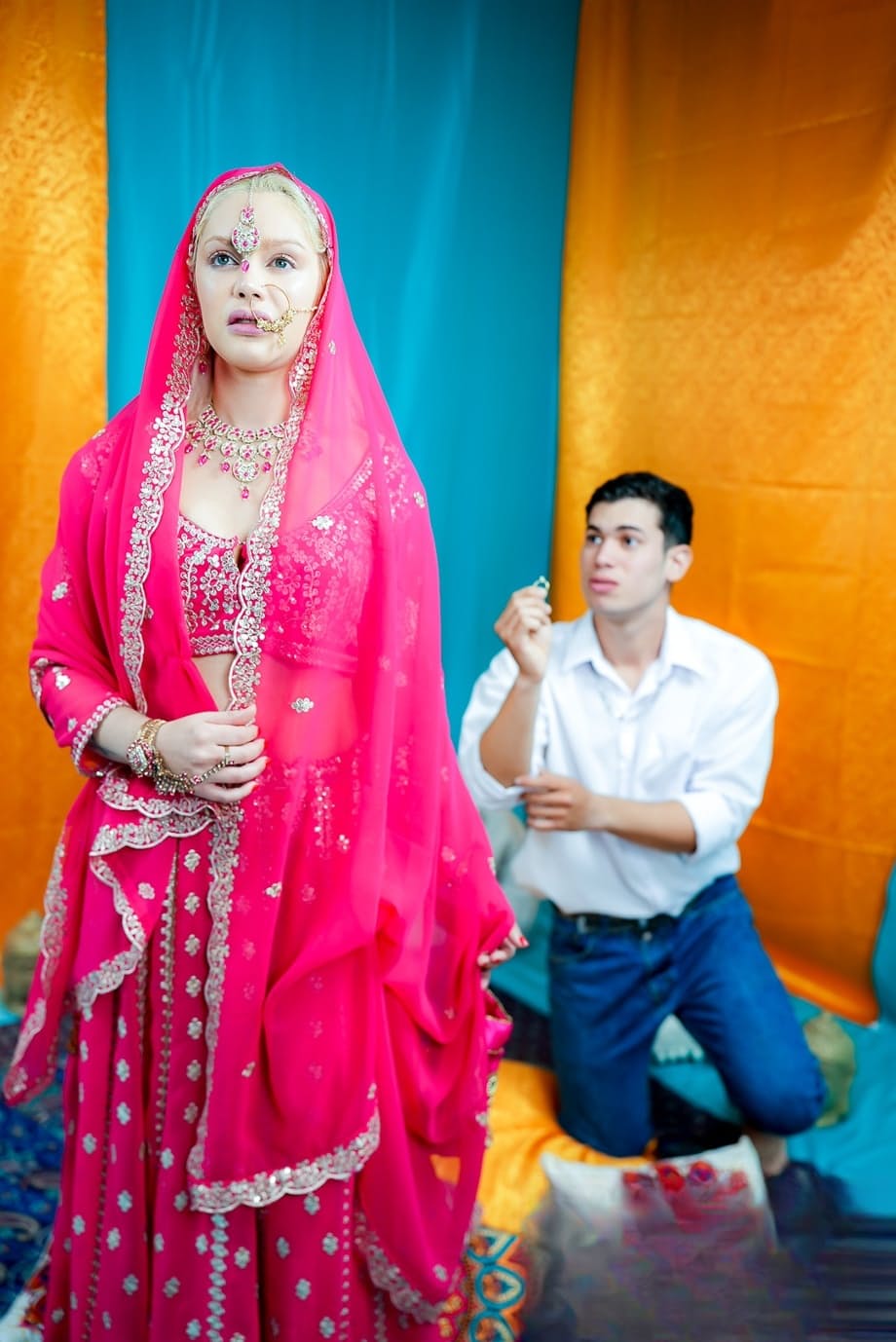 Hot blonde Hindu teen Vivian Lola gets her big tits sucked before sex