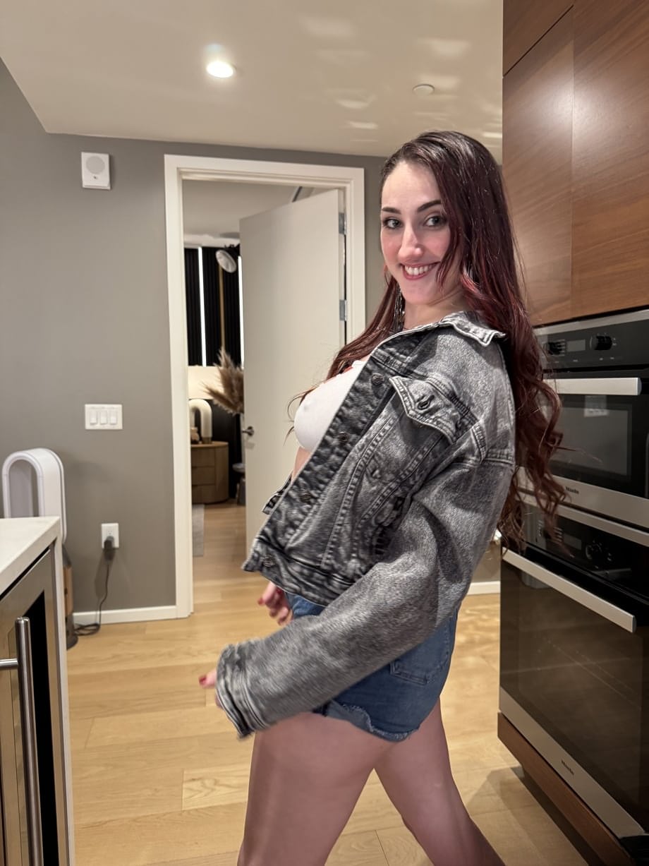 Doxy's kitchen solo as she exposes her perfect perky tits for viewers - 19