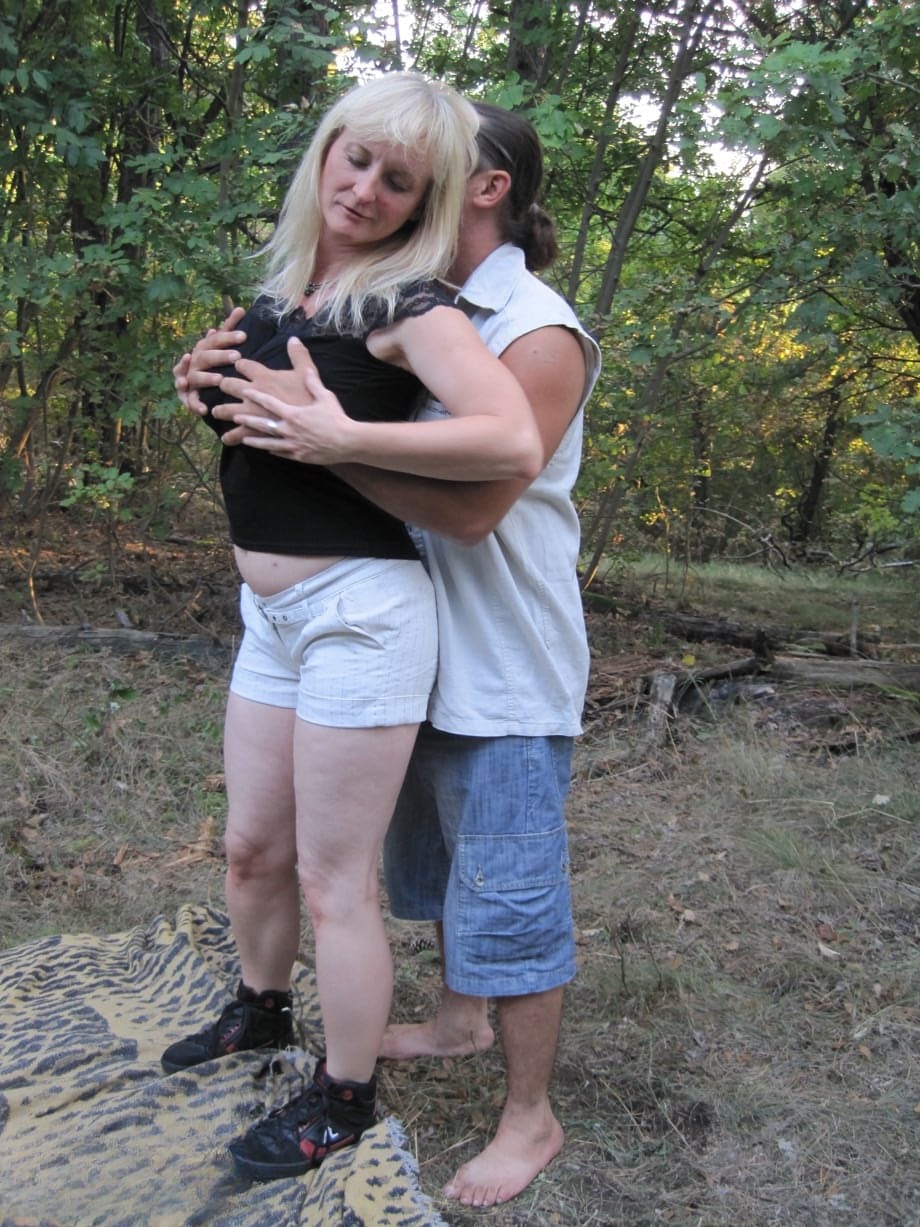 Monika Wipper's explicit outdoor session with her massive Hungarian tits exposed - 1