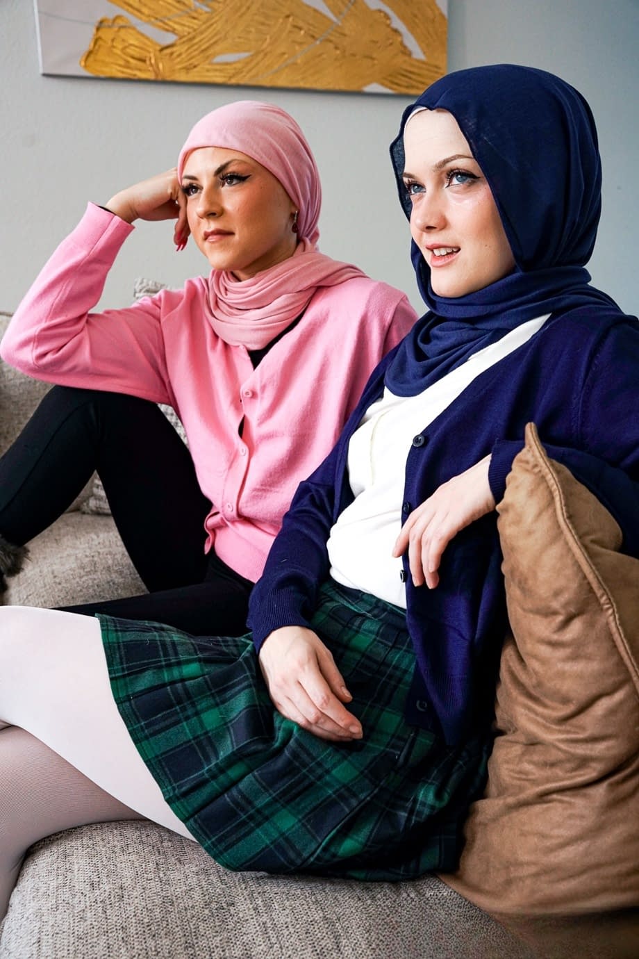 Hot hijab babes Jade Valentine and Ruby Moon share a stiff dick together