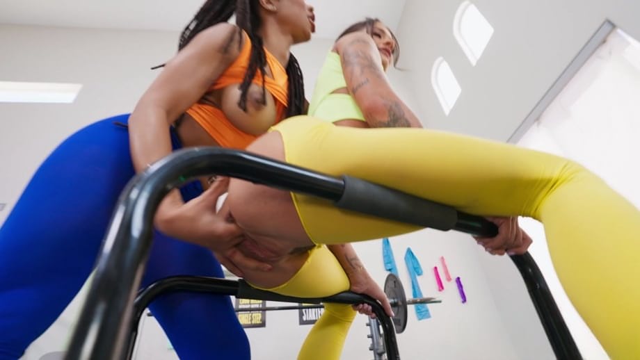 Mikey Star and her lover grind strapons into each other during a sweaty home workout - 6
