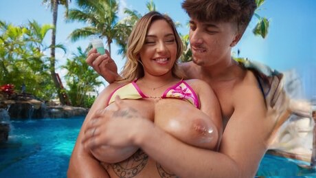 Vivian Taylor voluptuous beauty enjoys passionate poolside sex with her lover - 5